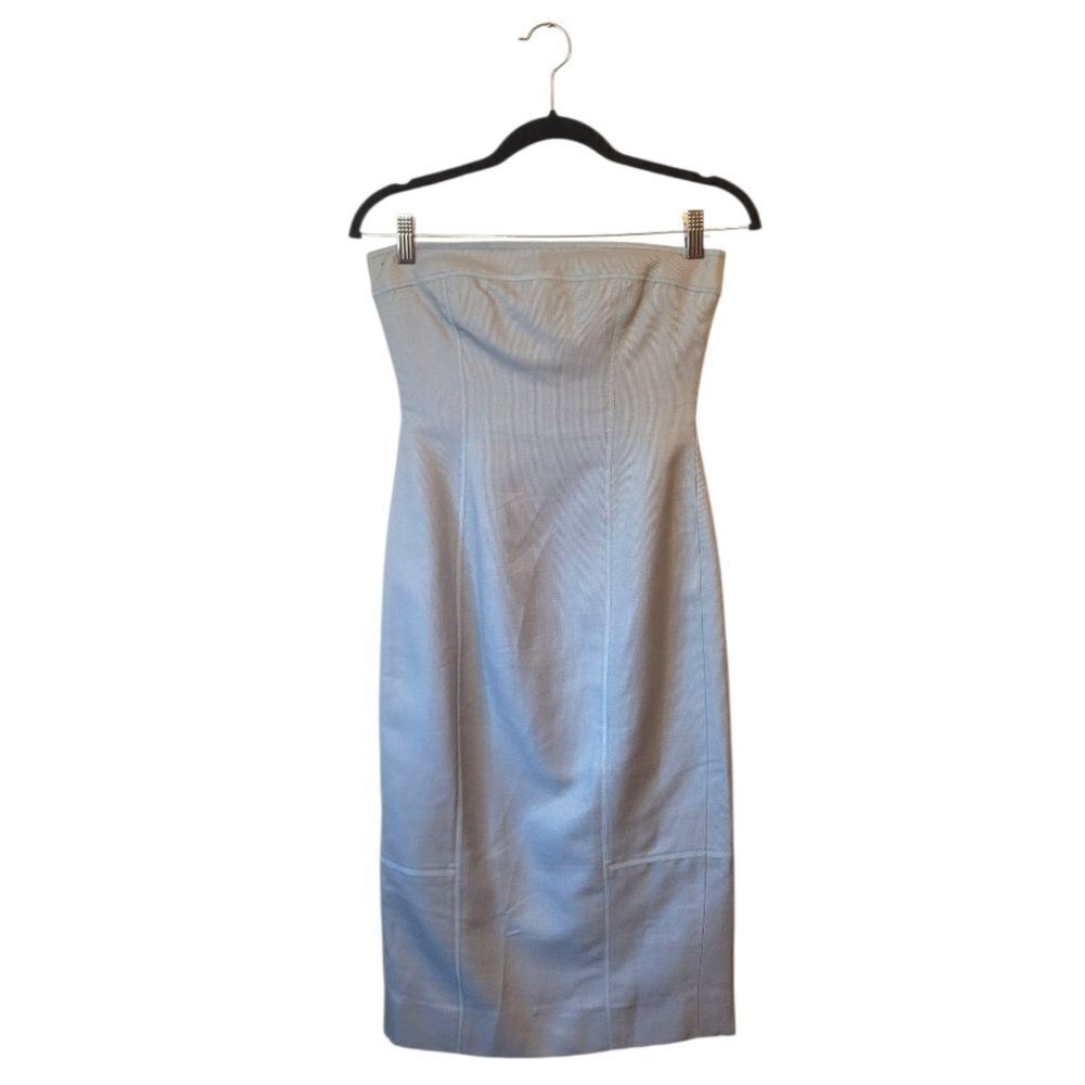 Amanda Wakeley Women's Light Blue Panel Strapless Midi Dress Size US 6